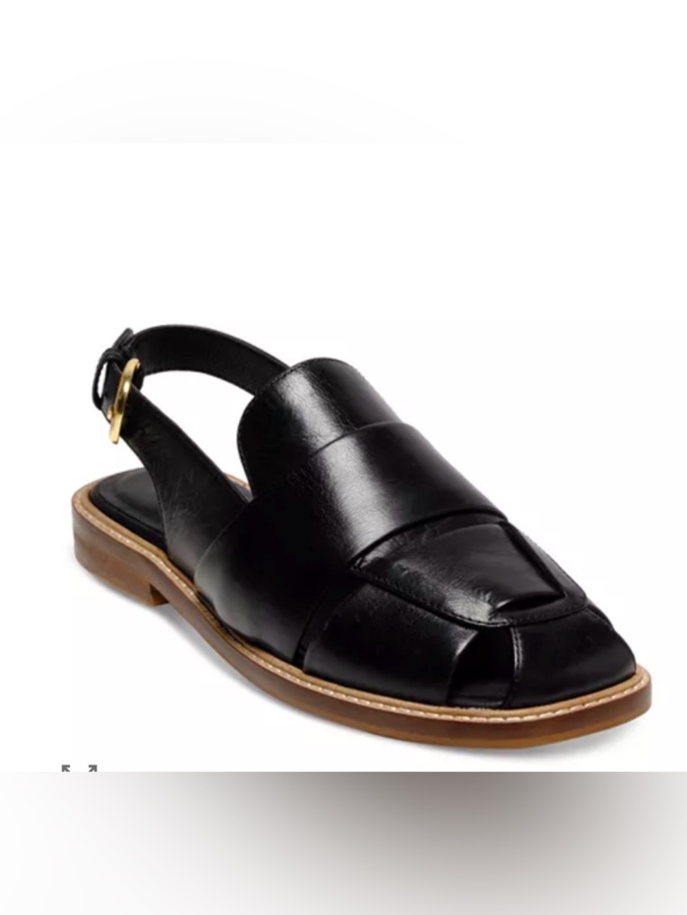 Free People Libby Black Leather Slingback Fisherman Sandals Coastal Summer - Picture 5 of 12